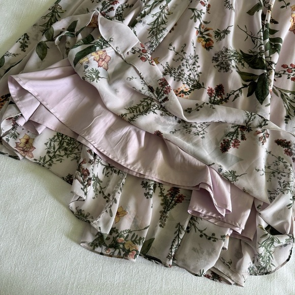 🌟NEW🌟Gal Meets Glam Phoebe floral puff sleeve chiffon Maxi Dress in blush - Picture 12 of 15